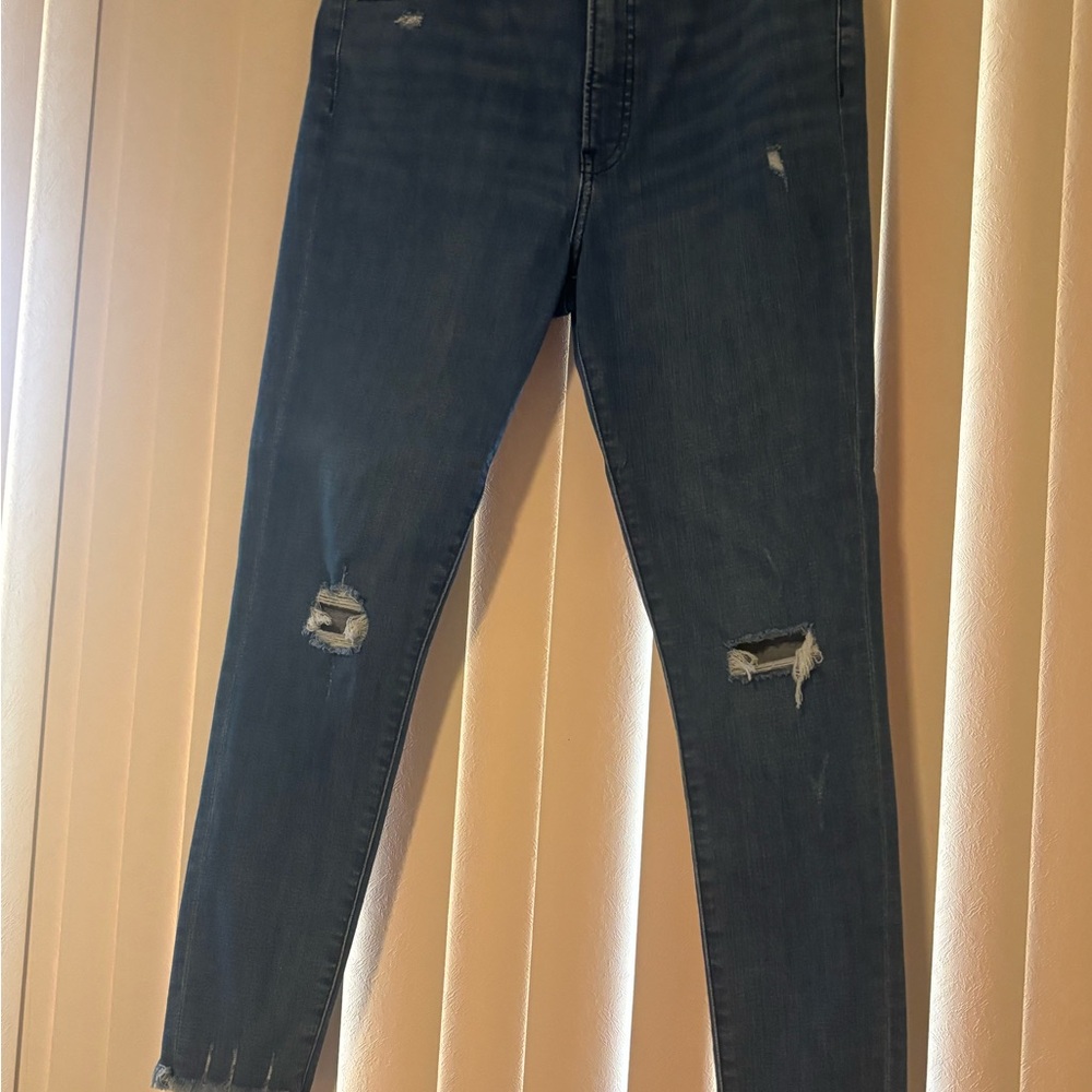 Express Women's Straight Leg Jeans - Dark Blue
